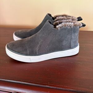 Toms Bryce Pavement Slip On Bootie Sneakers Suede Faux Fur